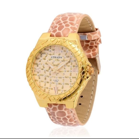 Strada Accessories - 4 FOR $20 STRADA Watch Faux Leather Brown Band 🎥